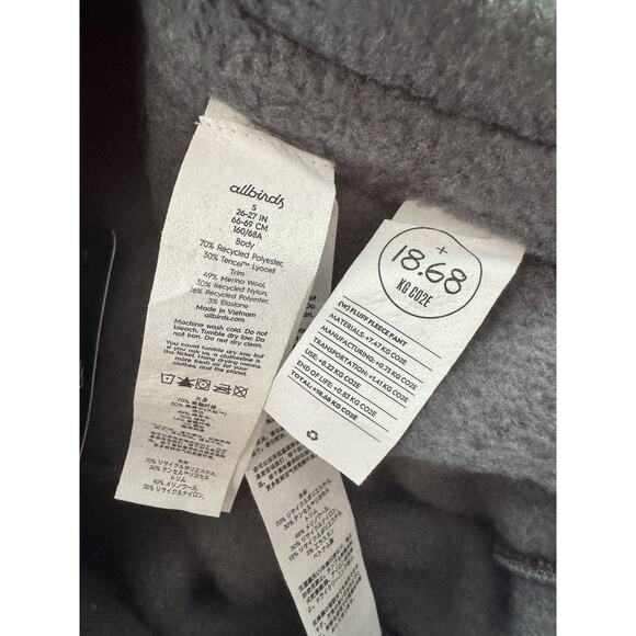 NWT Allbirds Fluff Fleece Pants Black Sherpa Merino Wool Blend Women’s Small - Picture 7 of 7